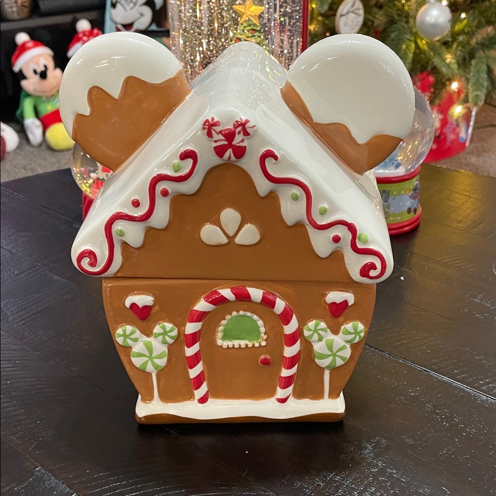 Mickey Mouse Gingerbread House Cookie Jar - Brown and White